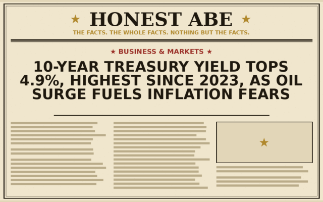 10-Year Treasury Yield Tops 4.9%, Highest Since 2023, as Oil Surge Fuels Inflation Fears
