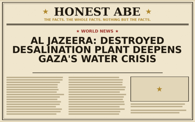 Al Jazeera: Destroyed Desalination Plant Deepens Gaza’s Water Crisis
