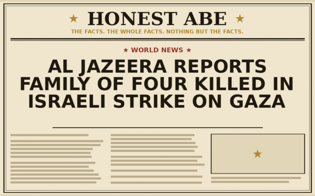 Al Jazeera Reports Family of Four Killed in Israeli Strike on Gaza