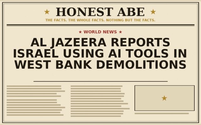 Al Jazeera Reports Israel Using AI Tools in West Bank Demolitions