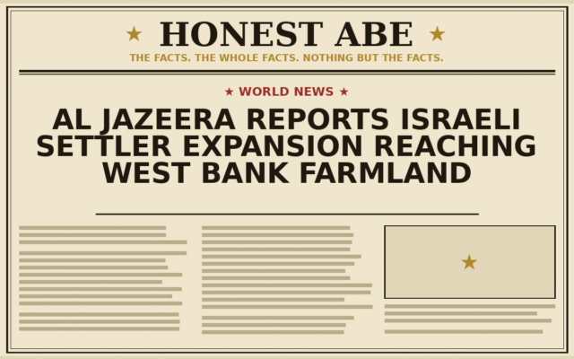Al Jazeera Reports Israeli Settler Expansion Reaching West Bank Farmland