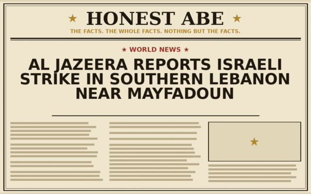 Al Jazeera Reports Israeli Strike in Southern Lebanon Near Mayfadoun