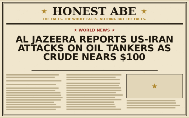Al Jazeera Reports US-Iran Attacks on Oil Tankers as Crude Nears $100