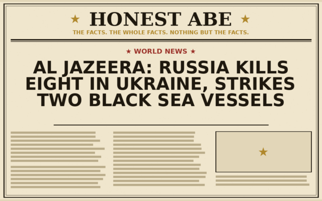 Al Jazeera: Russia Kills Eight in Ukraine, Strikes Two Black Sea Vessels