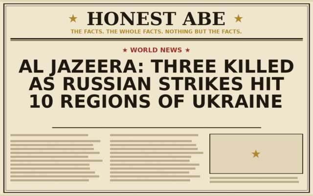 Al Jazeera: Three Killed as Russian Strikes Hit 10 Regions of Ukraine