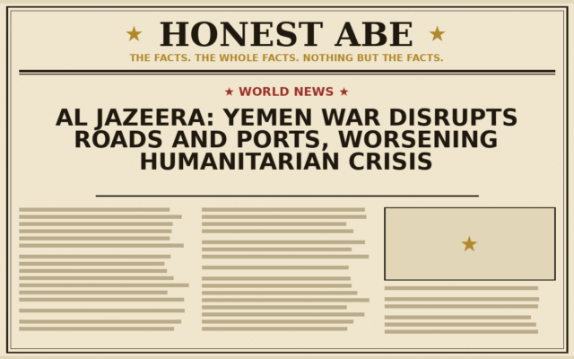 Al Jazeera: Yemen War Disrupts Roads and Ports, Worsening Humanitarian Crisis
