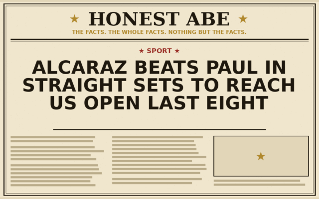 Alcaraz Beats Paul in Straight Sets to Reach US Open Last Eight