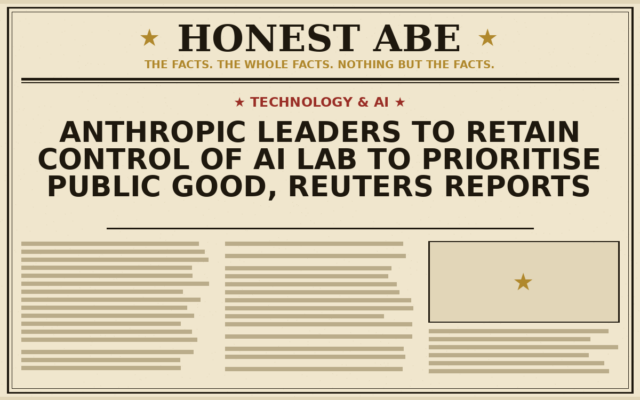 Anthropic Leaders to Retain Control of AI Lab to Prioritise Public Good, Reuters Reports
