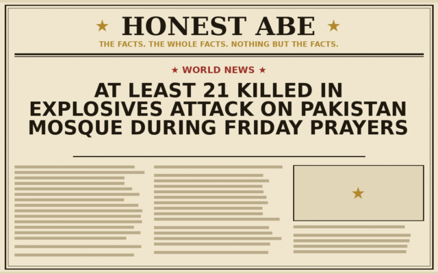 At Least 21 Killed in Explosives Attack on Pakistan Mosque During Friday Prayers