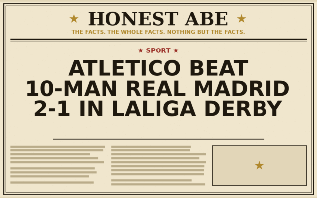 Atletico Beat 10-Man Real Madrid 2-1 in LaLiga Derby