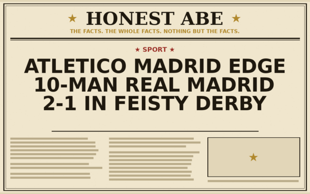 Atletico Madrid Edge 10-Man Real Madrid 2-1 in Feisty Derby