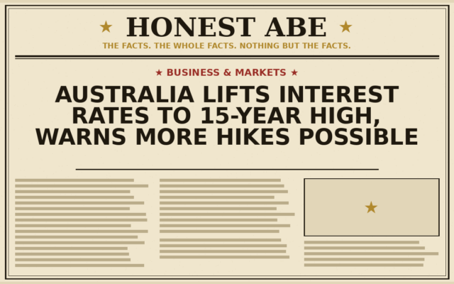 Australia Lifts Interest Rates to 15-Year High, Warns More Hikes Possible