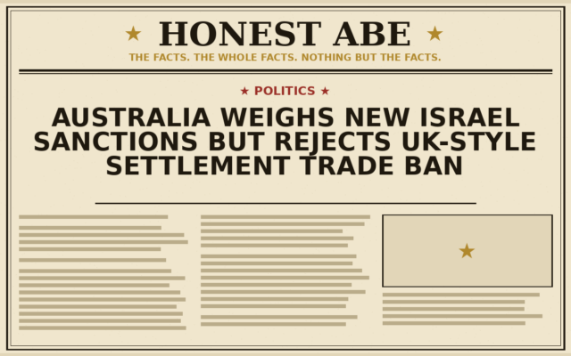 Australia Weighs New Israel Sanctions but Rejects UK-Style Settlement Trade Ban