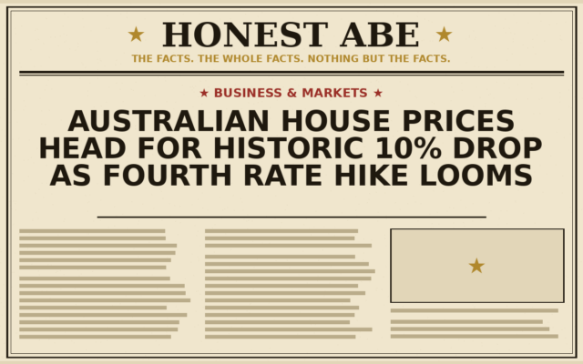 Australian House Prices Head for Historic 10% Drop as Fourth Rate Hike Looms