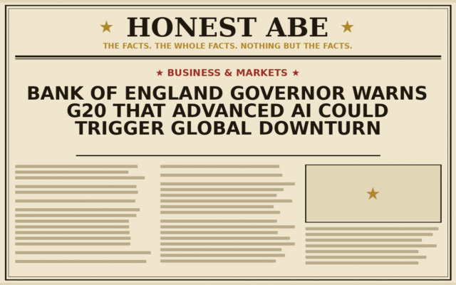 Bank of England Governor Warns G20 That Advanced AI Could Trigger Global Downturn
