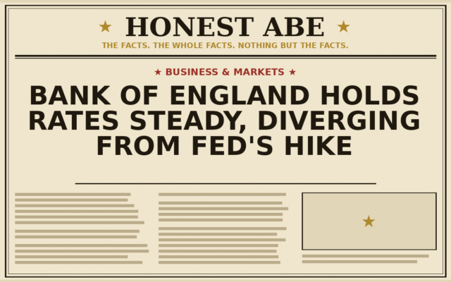 Bank of England Holds Rates Steady, Diverging From Fed’s Hike