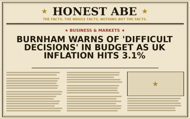 Burnham Warns of ‘Difficult Decisions’ in Budget as UK Inflation Hits 3.1%