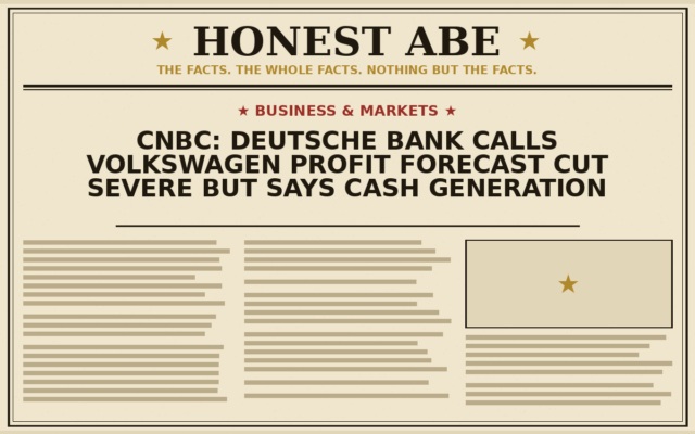 CNBC: Deutsche Bank Calls Volkswagen Profit Forecast Cut Severe But Says Cash Generation Intact