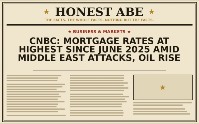 CNBC: Mortgage Rates at Highest Since June 2025 Amid Middle East Attacks, Oil Rise