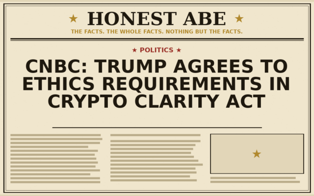 CNBC: Trump Agrees to Ethics Requirements in Crypto Clarity Act