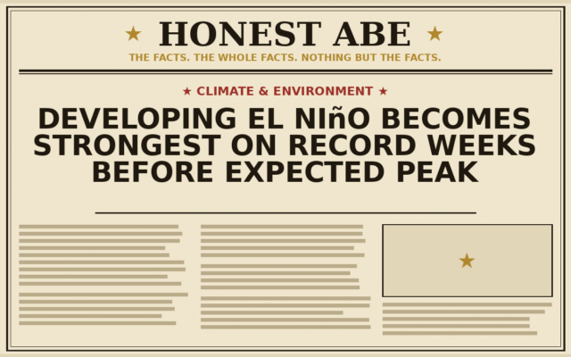 Developing El Niño Becomes Strongest on Record Weeks Before Expected Peak