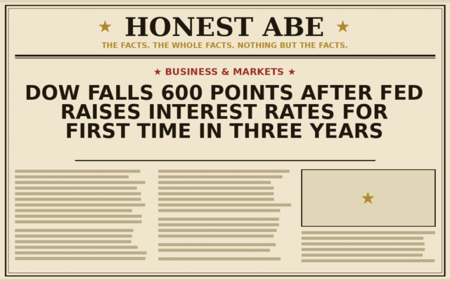 Dow Falls 600 Points After Fed Raises Interest Rates for First Time in Three Years