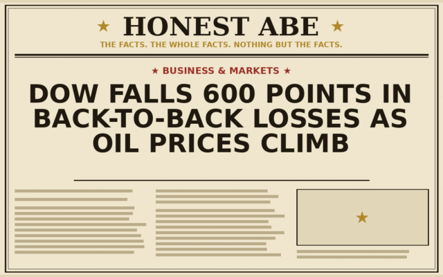 Dow Falls 600 Points in Back-to-Back Losses as Oil Prices Climb