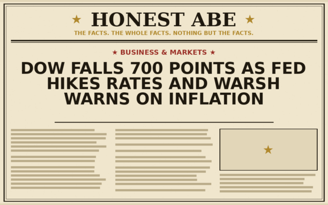 Dow Falls 700 Points as Fed Hikes Rates and Warsh Warns on Inflation