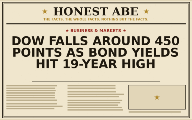 Dow Falls Around 450 Points as Bond Yields Hit 19-Year High