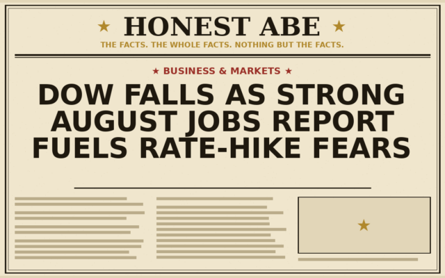Dow Falls as Strong August Jobs Report Fuels Rate-Hike Fears
