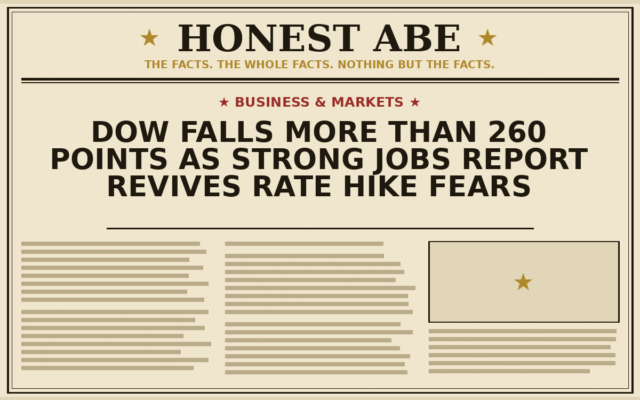 Dow Falls More Than 260 Points as Strong Jobs Report Revives Rate Hike Fears