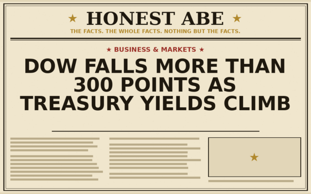 Dow Falls More Than 300 Points as Treasury Yields Climb
