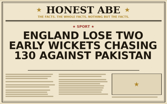England Lose Two Early Wickets Chasing 130 Against Pakistan