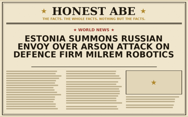 Estonia Summons Russian Envoy Over Arson Attack on Defence Firm Milrem Robotics