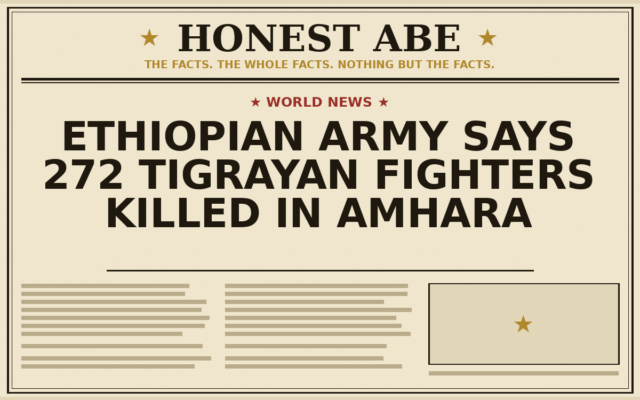 Ethiopian Army Says 272 Tigrayan Fighters Killed in Amhara