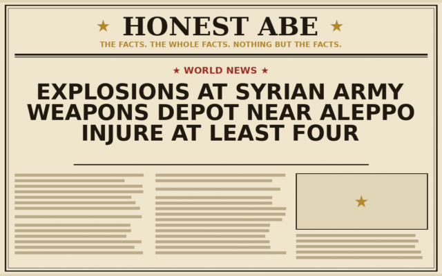 Explosions at Syrian Army Weapons Depot Near Aleppo Injure at Least Four