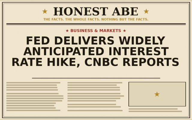 Fed Delivers Widely Anticipated Interest Rate Hike, CNBC Reports