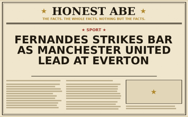 Fernandes Strikes Bar as Manchester United Lead at Everton