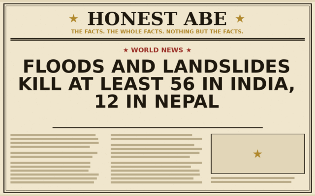 Floods and Landslides Kill at Least 56 in India, 12 in Nepal