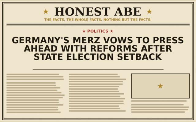 Germany’s Merz Vows to Press Ahead With Reforms After State Election Setback