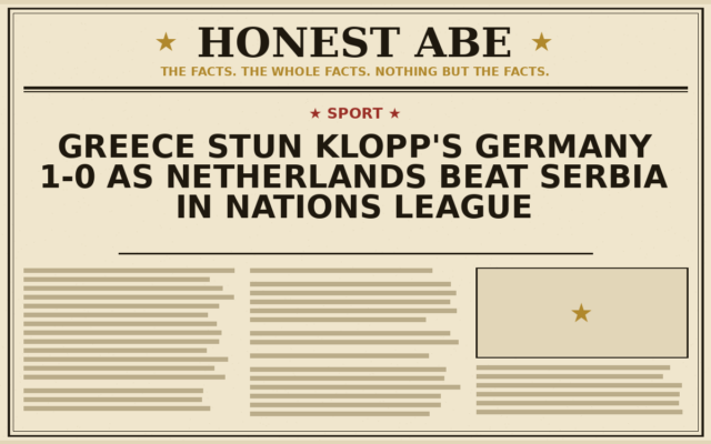 Greece Stun Klopp’s Germany 1-0 as Netherlands Beat Serbia in Nations League