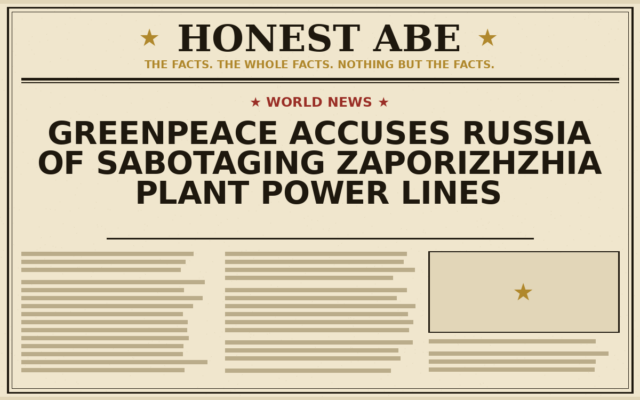Greenpeace Accuses Russia of Sabotaging Zaporizhzhia Plant Power Lines