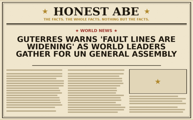 Guterres Warns ‘Fault Lines Are Widening’ as World Leaders Gather for UN General Assembly