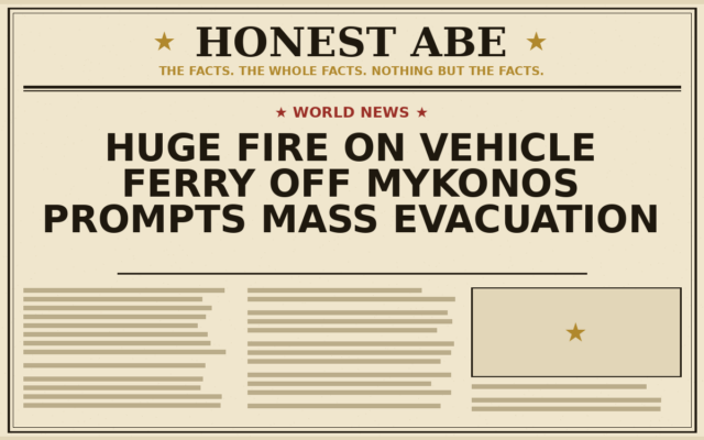 Huge Fire on Vehicle Ferry Off Mykonos Prompts Mass Evacuation