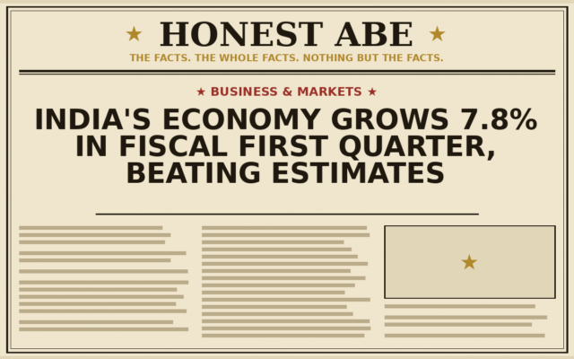 India’s Economy Grows 7.8% in Fiscal First Quarter, Beating Estimates