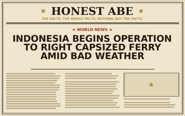 Indonesia Begins Operation to Right Capsized Ferry Amid Bad Weather