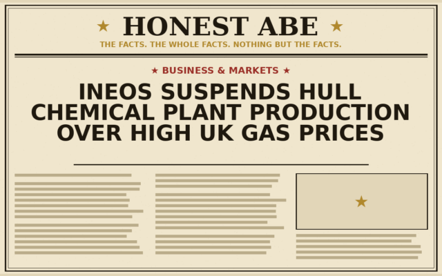 Ineos Suspends Hull Chemical Plant Production Over High UK Gas Prices
