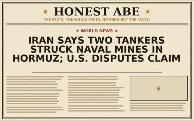 Iran Says Two Tankers Struck Naval Mines in Hormuz; U.S. Disputes Claim
