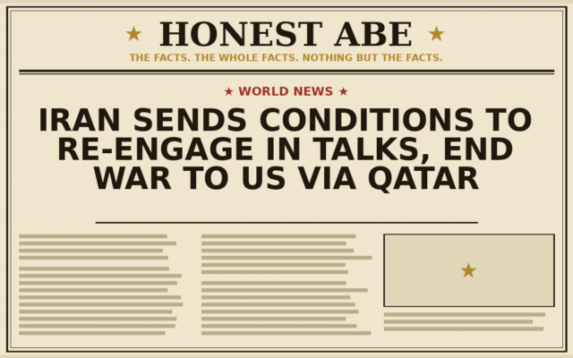 Iran Sends Conditions to Re-Engage in Talks, End War to US via Qatar