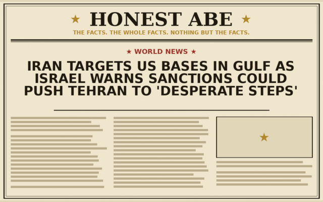 Iran Targets US Bases in Gulf as Israel Warns Sanctions Could Push Tehran to ‘Desperate Steps’